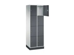 lockerkast,RAL 7035/RAL 7021,HxBxD 1950x620x500mm,2x4vakken,cil.-slot