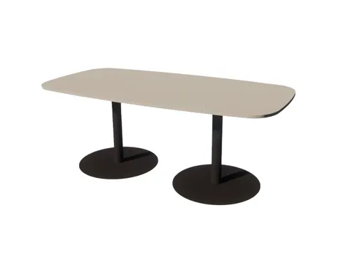 Linesto vergadertafel 200x100 deens ovaal lichtgrijs 25mm zwart