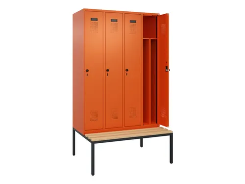 locker met bank,voor scheiding van kleding,HxBxD 2120x1200x815mm,4vak