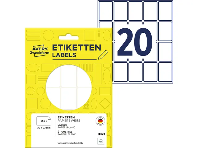 Etiket Avery Zweckform 3321 32x23mm wit 560stuks