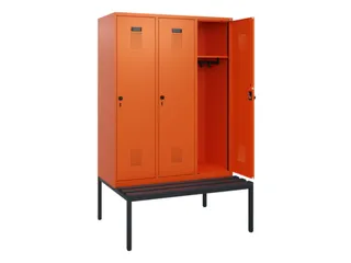 locker met bank,HxBxD 1950x1200x815mm,3vak,vak B 400mm,draaigrendel - 1