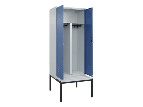 PBM-locker met bank,HxBxD 2120x800x815mm,2vak,vak B 400mm,draaigrendel