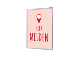 Kliklijst A1 complete set met print "Hier melden" Rood