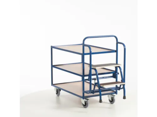 Orderverzamelwagen 990x590mm Totale H 1135mm 3 Etages Hout Ral5010