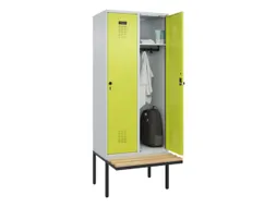 locker met bank,HxBxD 2120x800x815mm,2vak,vak B 400mm,draaigrendel