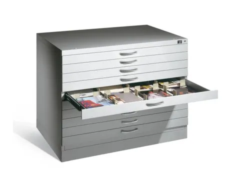 Tekeningenkast 760x1350x960mm 6+2 Laden Din A0 Ral 7035