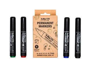 Permanent marker Artline 170 Eco rond Medium Dry Safe assorti 4 stuks - 2