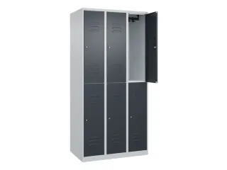 dubbeldekse locker,HxBxD 1850x900x500mm,3x2vak.,vak B 300mm,cil.-slot - 2