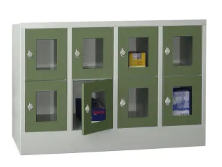 lockerkast,HxBxD 855x1200x500mm,4x2vakken,RAL7035,front RAL6011 - 2