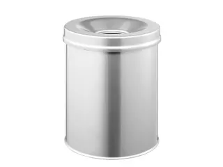 Vlamdovende Papierbak Safe Round 15 Liter Metaal Zilver - 1