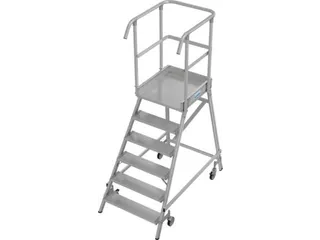 bordestrap,verrijdbaar,bordes H 1,45m,6treden,aluminium,4zwenkwielen - 1