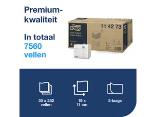 Toiletpapier Tork 114273 T3 zacht gevouwen premium 2-laags - 6