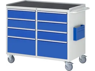 gereedschapswagen 975x1145x650mm metaalblad 450kg 8 laden RAL5010 - 1
