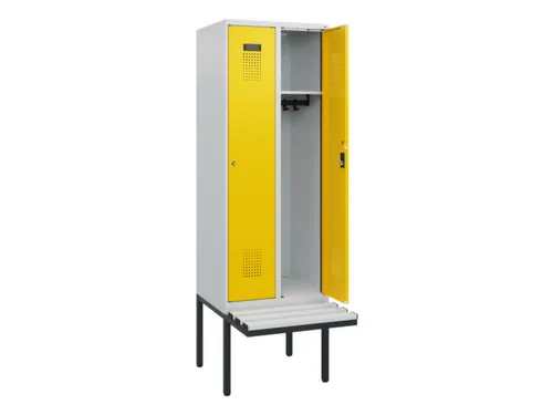 locker met bank,HxBxD 1950x600x815mm,2vak,vak B 300mm,cilinderslot