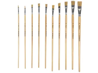 Lyonse penselen Kangaro koker met 10 penselen #2-20 gelakt hout - 2