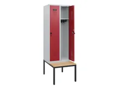 locker met bank,HxBxD 1950x600x815mm,2vak,vak B 300mm,draaigrendel