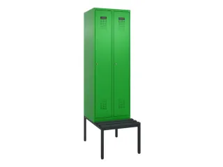 locker met bank,HxBxD 2120x600x815mm,2vak,vak B 300mm,cilinderslot - 2