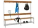 Banc vestiaire LxP 2000x400mm lames bois range-chaussures piètement R