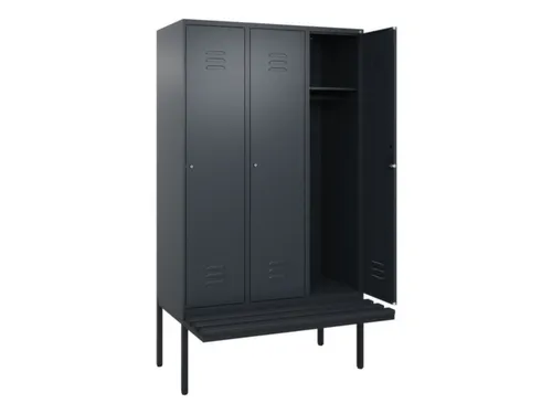 locker met bank,HxBxD 2120x1200x815mm,3vak,vak B 400mm,cil.-slot