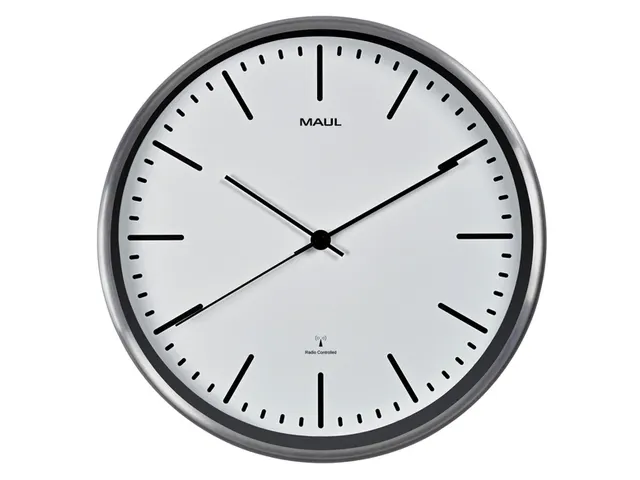Wandklok MAUL Fly RC Ø305x45mm aluminium frame wit incl. batterij