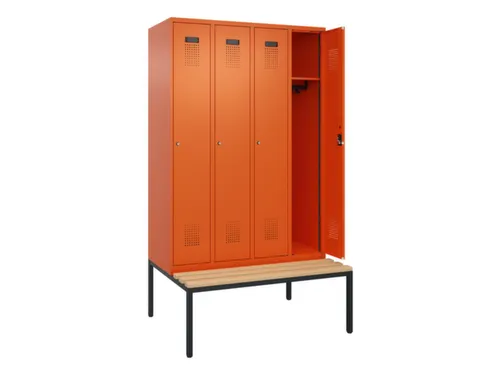 locker met bank,HxBxD 2120x1200x815mm,4vak,vak B 300mm,cilinderslot