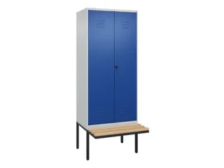 PBM-locker met bank,HxBxD 2120x800x815mm,2vak,vak B 400mm,draaigrendel - 1