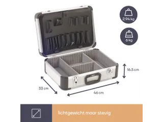 Aluminium Gereedschapskoffer 460x330x165mm 25L met sleutelslot - 6