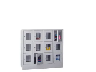 lockerkast,HxBxD 1187x1200x500mm,4x3vakken,RAL7035,front RAL5010 - 1