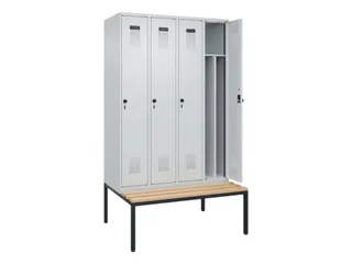 locker met bank,voor scheiding van kleding,HxBxD 2120x1200x815mm,4vak - 1