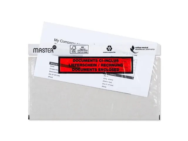 Paklijstenvelop Documents Enclosed 240x140mm Transparant Bedrukt