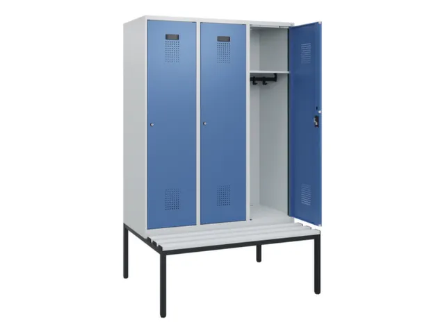 locker met bank,HxBxD 1950x1200x815mm,3vak,vak B 400mm,cilinderslot
