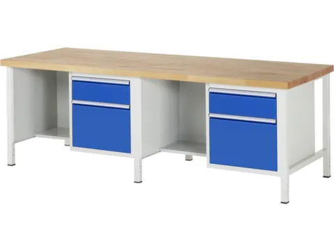 werkbank,HxBxD 840-1040x2500x900mm,beukblad,draagverm. 1250kg