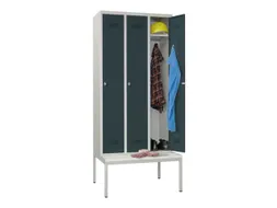 locker met bank,HxBxD 2150x900x500mm,3vak,RAL7035,front RAL7016