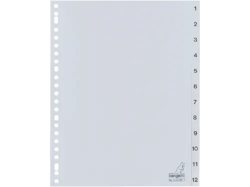 Tabbladen Kangaro A4 23-Gaats G412CM 1-12 Genummerd Grijs Pp
