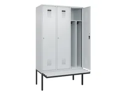 locker met bank,voor scheiding van kleding,HxBxD 2120x1200x815mm,3vak
