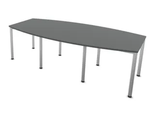 vergadertafel,HxBxD 740x2400x1200mm,vatvormig,MS-donkergrijs - 1