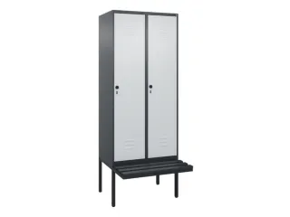 locker met bank,HxBxD 2120x800x815mm,2vak,vak B 400mm,draaigrendel - 1