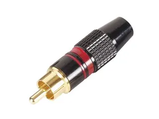 Mannelijke Rca Plug - Vergulde Stekker - Zwarte Behuizing - Rode Ring - 1