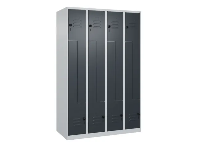 Z-garderobekast,HxBxD 1850x1200x500mm,vak B 150/300mm,draaigrendel