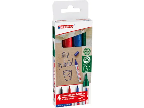 Viltstift edding 3000 creatief rond 1.5-3mm assorti blister à 4 stuks