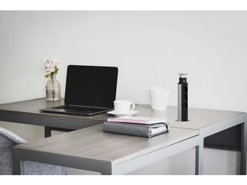 Stekkerdoos Brennenstuhl toren 3-voudig incl. 2 USB 2m zwart zilver