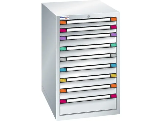 ladekast,HxBxD 1000x605x695mm,9lade(n),cil.-slot,RAL7035,front RAL7035