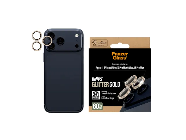 PanzerGlass Hoops Camera Lens Protector Glitter Gold iPhone 17 Pr