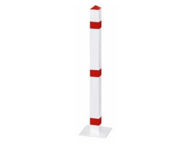 Afzetpaal Vierkant 70X70M Vast Bodemplaat Spitse Kop Wit/rood