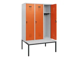locker met bank,HxBxD 1950x1200x815mm,3vak,vak B 400mm,draaigrendel