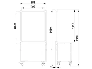 anti-speekselscherm,pvc-folie,glashelder,frame staal RAL5007 - 2