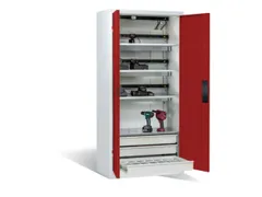 acculaadkast 1950x930x500mm 15stekkerdozen 230V ventilator fr. RAL3002