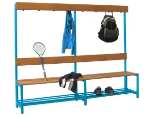 Omkleedbank LxB 2000x400mm Houten Latten Schoenenrek Haken Ral5012 - 2