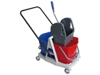 dweilwagen,emmer 2x17l ROOD/BLAUW,mopwringer,frame kunststof - 2