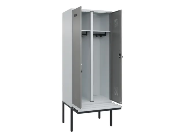 locker met bank,voor scheiding van kleding,HxBxD 2120x800x815mm,2vak